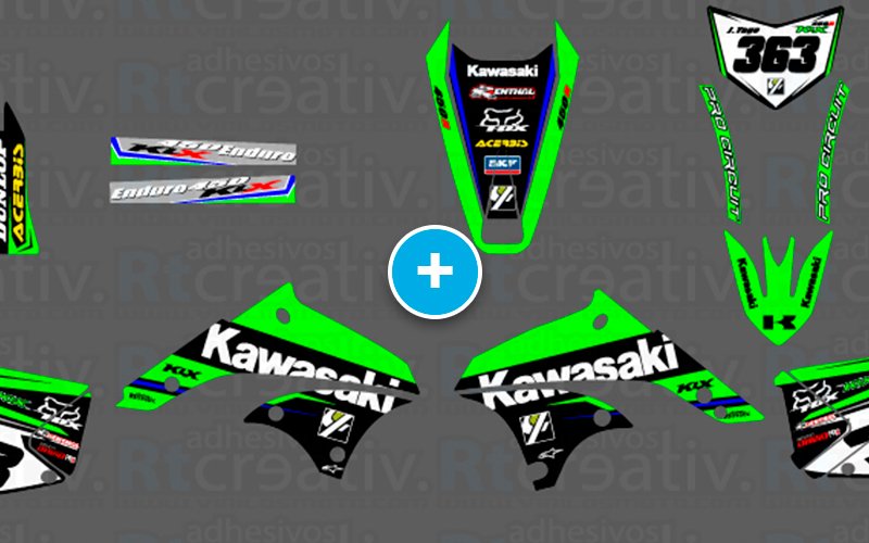 ADHESIVOS Y PEGATINAS DE VINILO KAWASAKI ENDURO Y CROSS Rt009